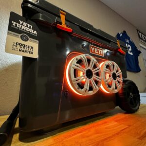 YETI HAUL cooler UK burnt orange latch kit Kicker KM65 Bluetooth speaker RGB LED rings premium insulated outdoor cooler system