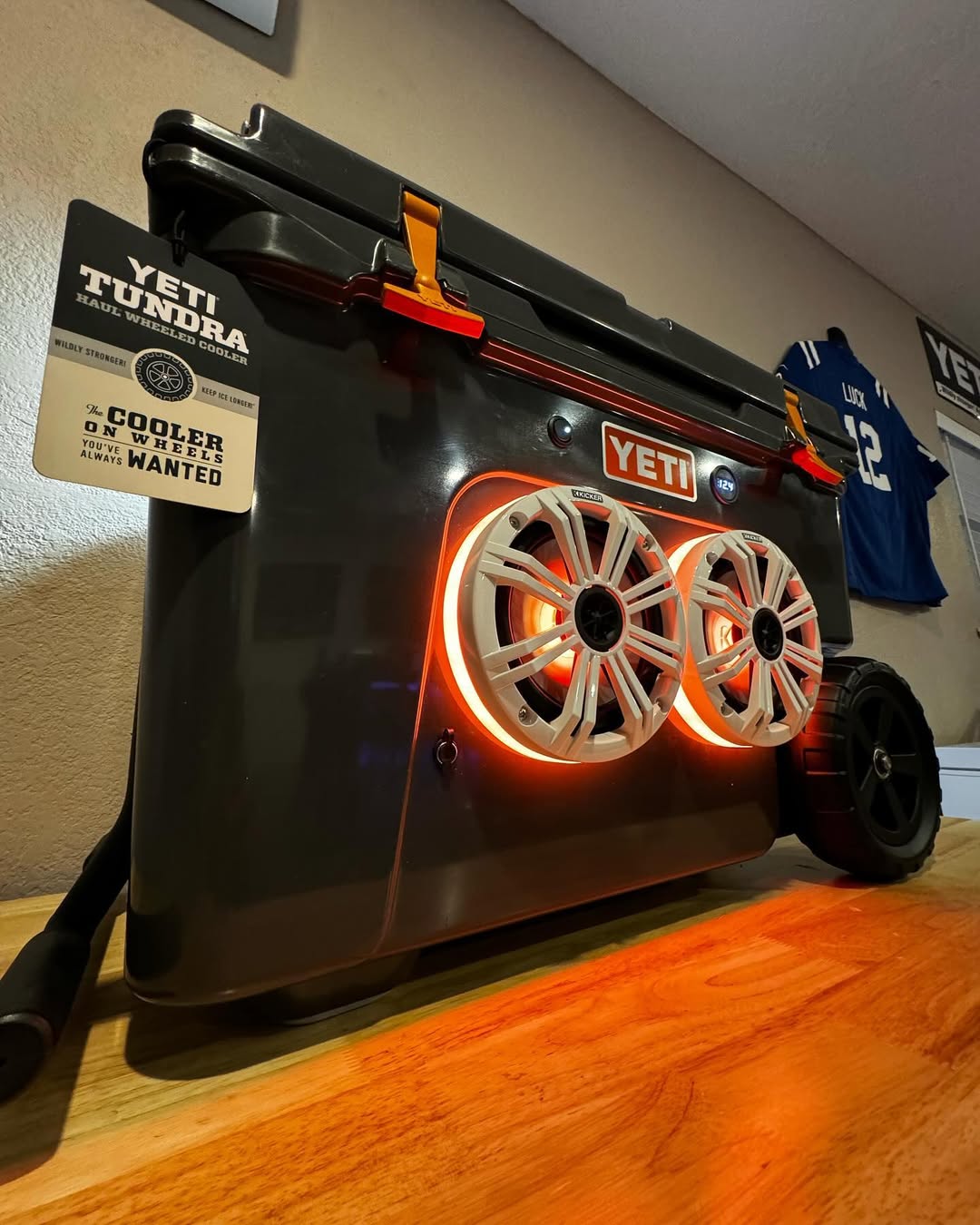 YETI HAUL cooler UK burnt orange latch kit Kicker KM65 Bluetooth speaker RGB LED rings premium insulated outdoor cooler system