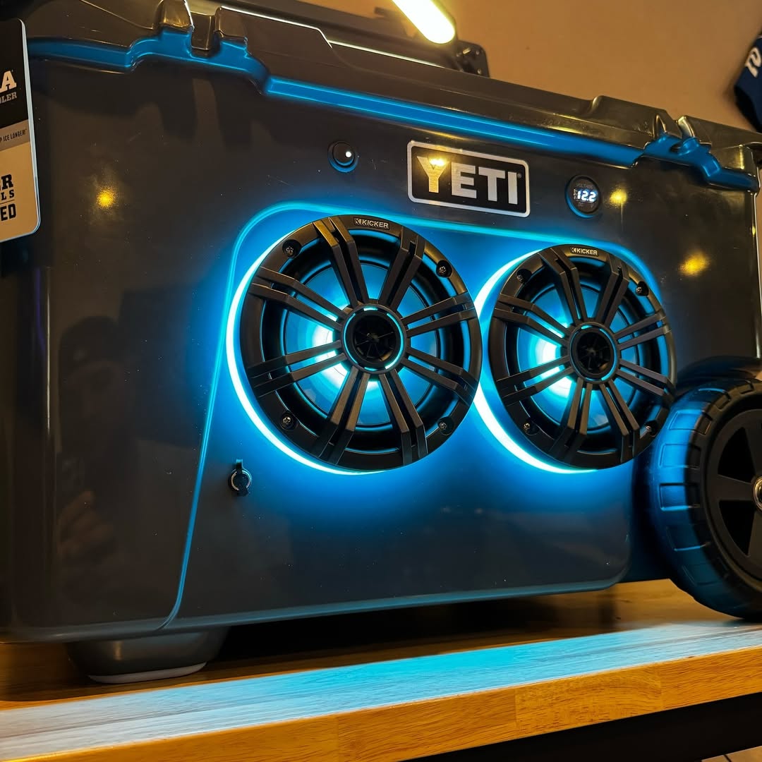 YETI HAUL cooler UK premium insulated cooler with Kicker KM65 speakers RGB LED lighting Bluetooth amplifier smart app control system
