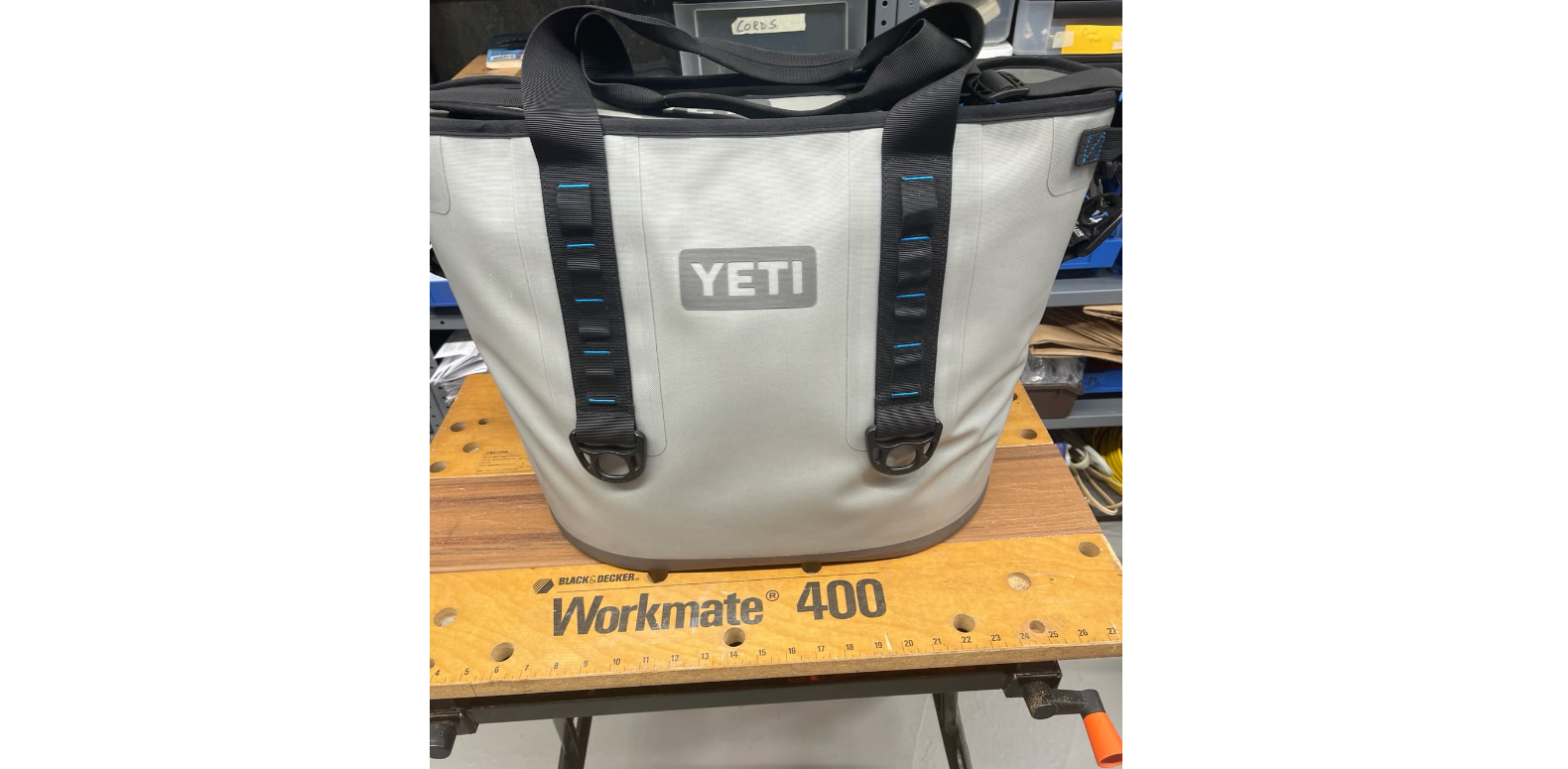 yeti hopper 30 portable soft cooler – gray with blue interior (excellent condition)