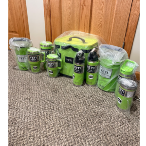YETI cooler and cup bundle in green complete set as pictured with matching hard cooler and drinkware brand new