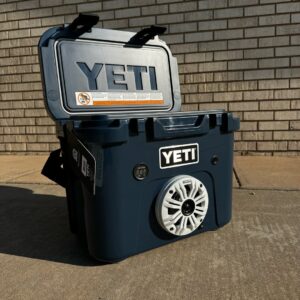 custom YETI Roadie 15 cooler with speaker