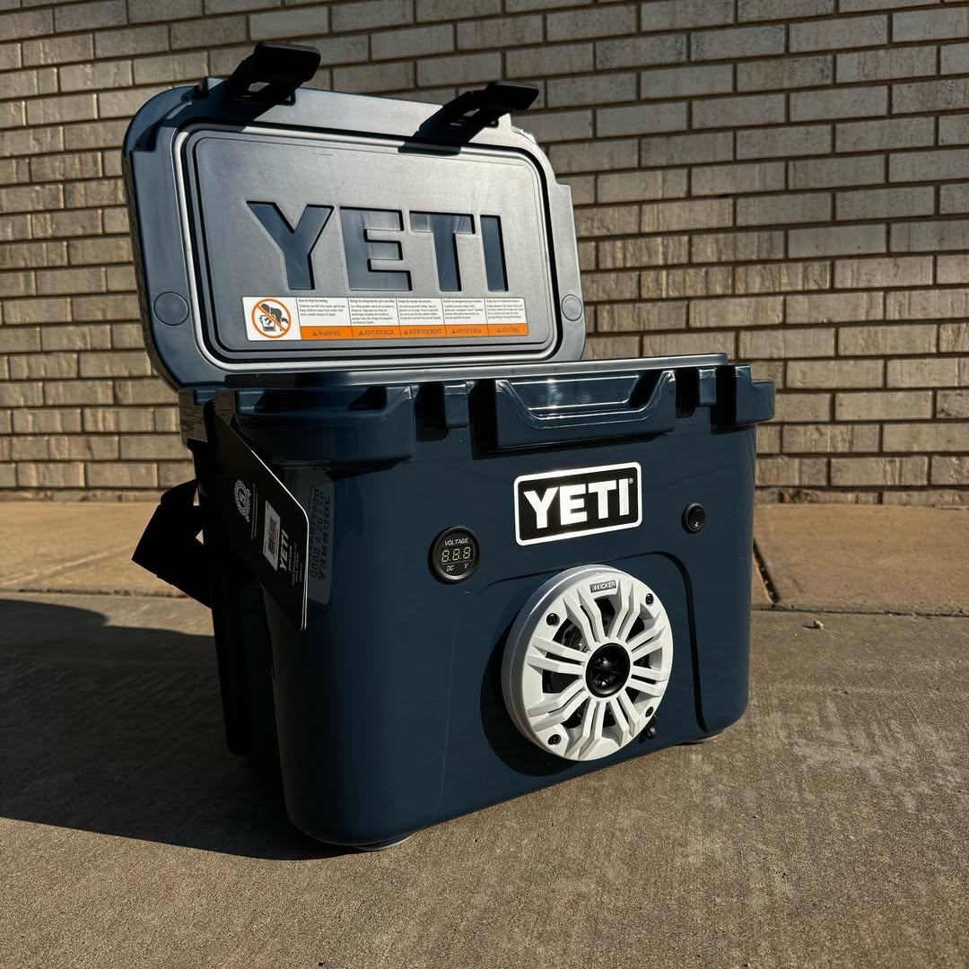 custom YETI Roadie 15 cooler with speaker
