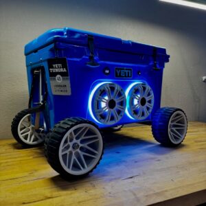 YETI Big Wave Blue 45 cooler UK premium wheeled cooler with Kicker speakers RGB LED lighting Bluetooth amplifier outdoor system