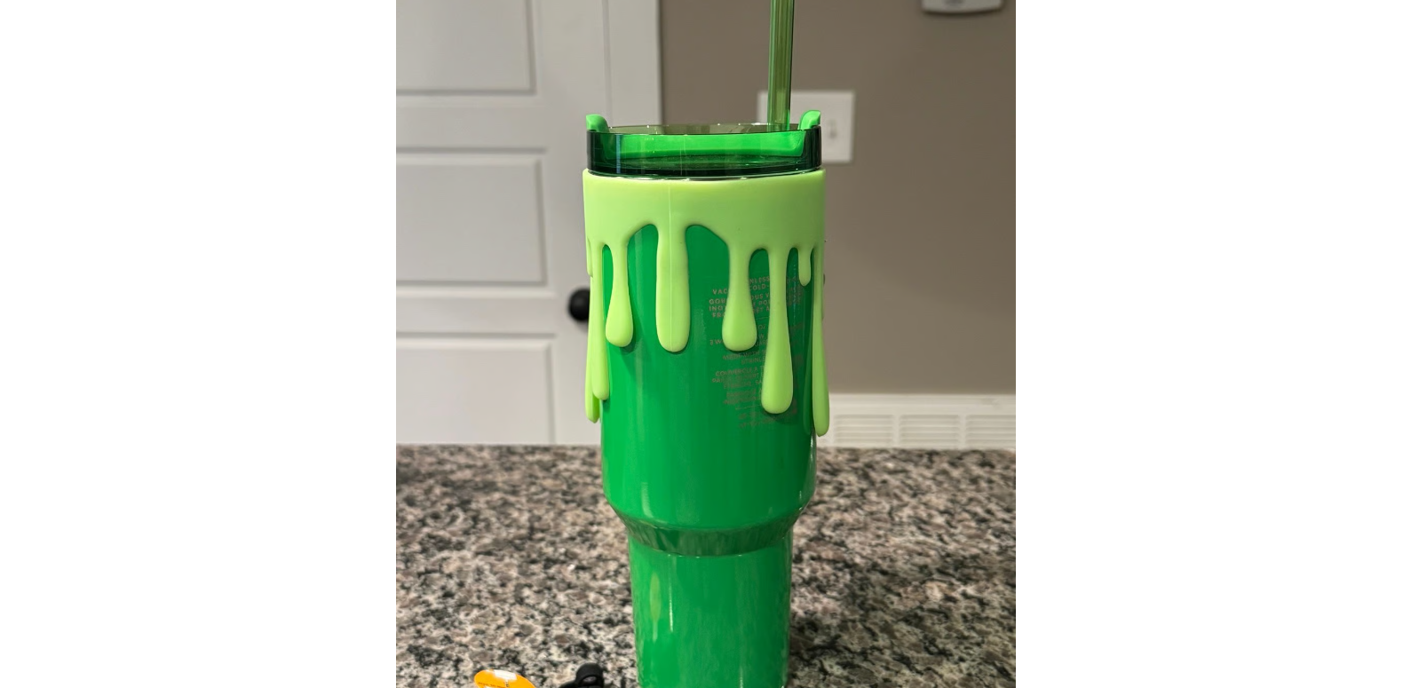 Starbucks Stanley Pearl Green Quencher 40oz with slime sleeve and straw topper Halloween tumbler