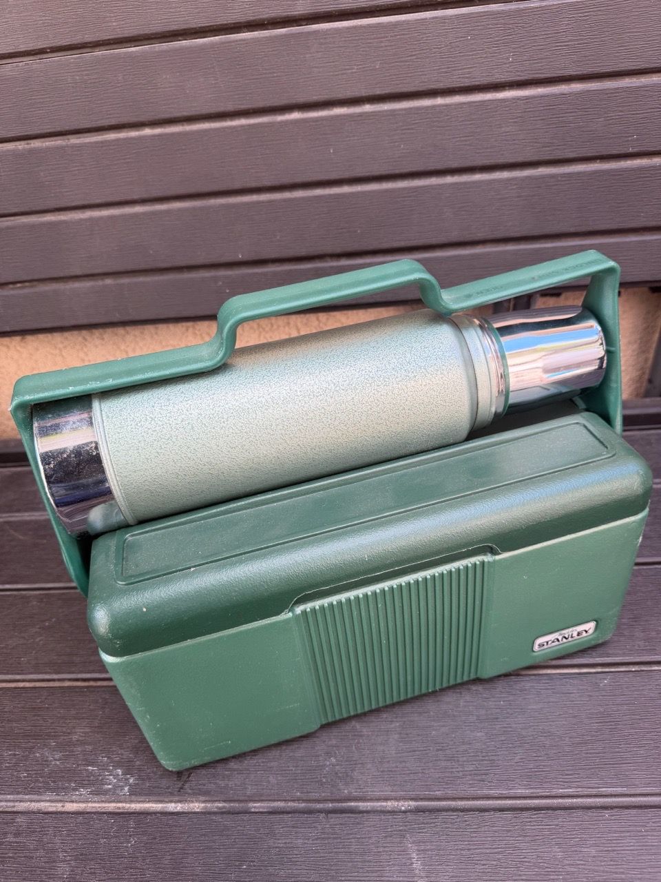 Vintage Stanley Aladdin Lunch Box UK Green Thermos Set