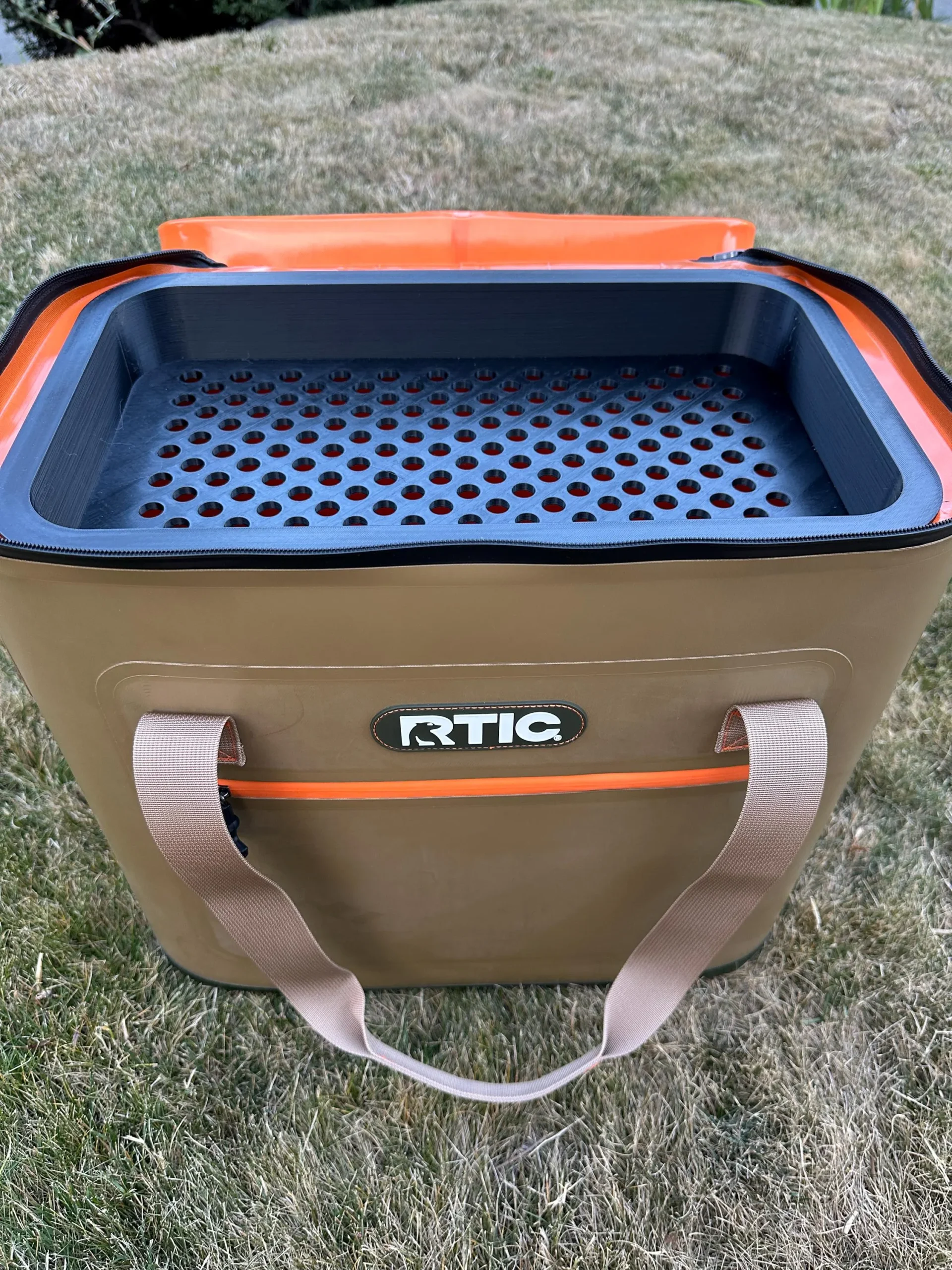 RTIC 30 Can Soft Cooler Tan exterior with Orange interior